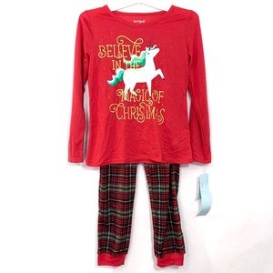 Cat & Jack Girls Plaid Christmas Unicorn Pajamas